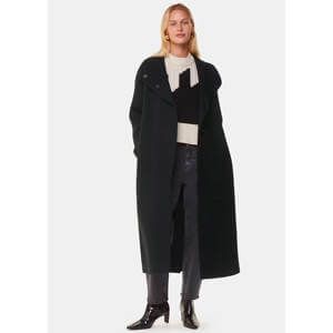 Whistles Black Morgan Funnel Neck Coat